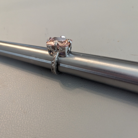 Vintage Sterling Silver 825 Pink Cut Gem And White Rhinestones Ring Size 6 - Picture 10 of 12